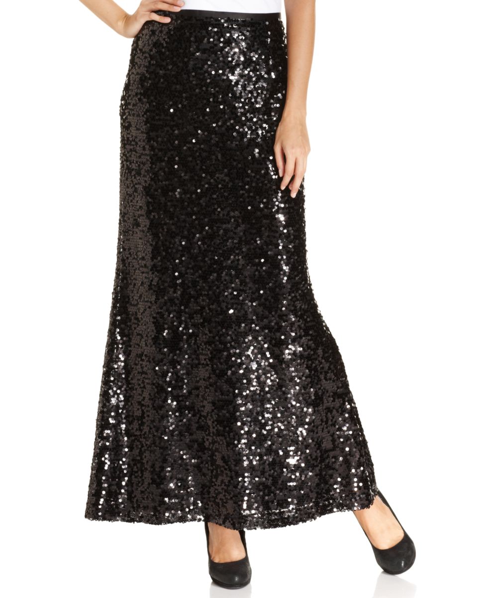 long black sequin skirt