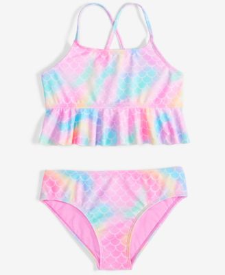 Breaking Waves Big Girls Peplum Tankini Top Multi 16