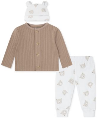 Huggies Baby Boys 3-Pc. Cardigan, Pant Brown 0-3 months
