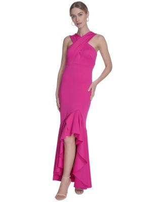 Eliza J Womens Crossover-Neck Sleevel Hot Pink 10