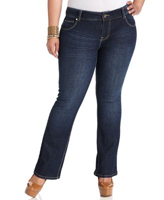 Baby Phat Plus Size Jeans, Celeste Bootcut, Dark-Medium Wash - Jeans