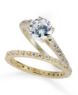 ... Rings Set, Cubic Zirconia Princess-Cut Engagement Ring and Band Set (1