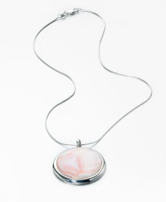 Sterling Silver Pink Mother of Pearl Round Pendant