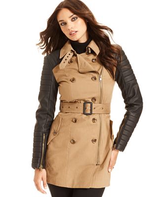 W118 by Walter Baker, Long-Sleeve Quilted Faux-Leather Trench
