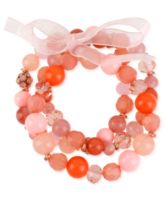 Haskell Bracelet, Rose Gold-Tone Multi-Row Pink Bead Stretch Bracelet 