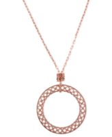 Jessica Simpson Necklace, Rose Gold-Tone Crystal Circle Pendant Necklace