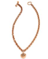 Juicy Couture Necklace, Rose Gold-Tone Puffed Heart Pendant Necklace