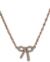 Jill Zarin Necklace, Rose Gold-Tone Crystal Pave Bow Pendant Necklace