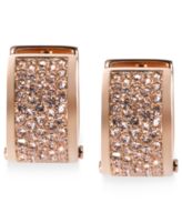 Michael Kors Earrings, Rose Gold-Tone Pave Huggie Hoop Earrings