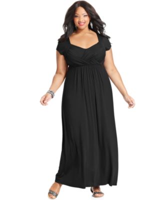 Soprano Plus Size Cap-Sleeve Empire-Waist Maxi Dress