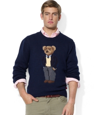 Polo Ralph Lauren Crew Neck Intarsia-knit Polo Bear Sweater