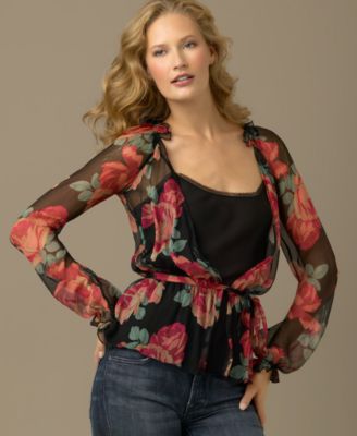 Betsey Johnson Rose Bouquet Layered Top