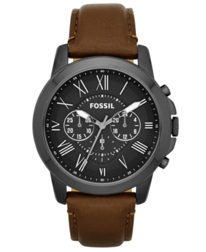 UPC 796483062375 product image for Fossil Men's Grant Brown Leather Strap Watch 44mm FS4885 | upcitemdb.com