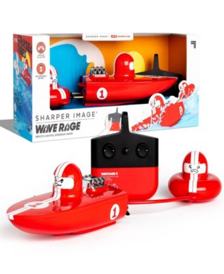 THE SHARPER IMAGE RC Wave Rage, Wireless Rechargeable Bumper Boat with Tow Rider - Red