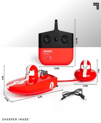THE SHARPER IMAGE RC Wave Rage, Wireless Rechargeable Bumper Boat with Tow Rider - Red image number null