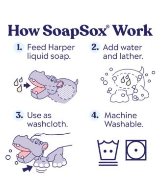 SoapSox Harper the Hippo Bath Toy Sponge image number null