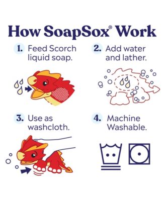 SoapSox Scorch the Dragon Bath Toy Sponge image number null