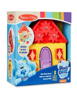 Melissa & Doug Blue's Clues & You! Wooden Take-Along House Shape Sorter Activity Play Set (8 Pieces) image number null