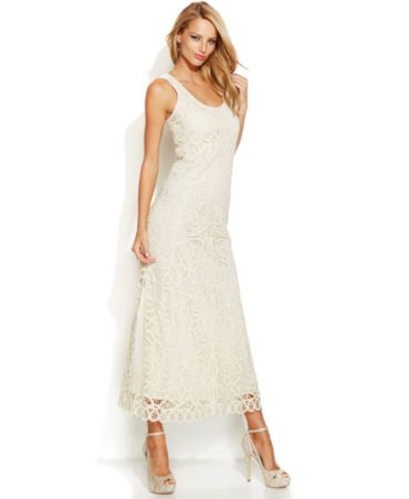 INC International Concepts Sleeveless Crochet Lace Maxi Dress