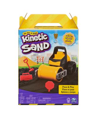 Kinetic Sand, Pave & Play Construction Set with Vehicle and 8oz Black Kinetic Sand, for Kids Aged 3 and up