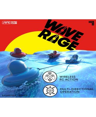 Sharper Image RC Wave Rage, Wireless Rechargeable Bumper Boat with Tow Rider - Blue image number null