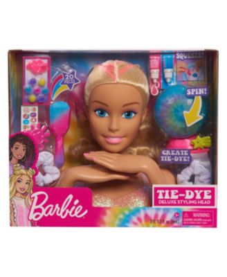 Barbie Tie-Dye Deluxe 22-Piece Styling Head, Blonde Hair, Includes 2 Dye Colors