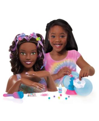 Barbie Tie-Dye Deluxe 22-Piece Styling Head, Dark Brown Hair, Includes 2 Non-Toxic Dye Colors image number null