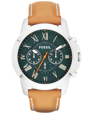 UPC 796483081499 product image for Fossil Men's Chronograph Grant Tan Leather Strap Watch 44mm FS4918 | upcitemdb.com