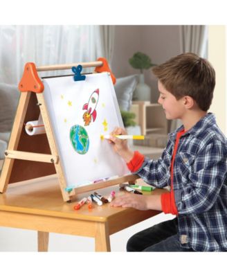 Discovery Kids 3-in-1 Tabletop Dry Erase Chalkboard Painting Art Easel, Wood Frame image number null