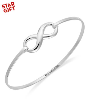 Inspirational Infinity Catch Bangle Bracelet in Sterling Silver