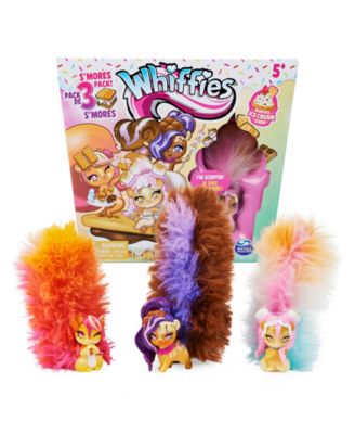 Whiffies, S'mores 3-Pack, Collectible Animals with Scented Plush Tails, Kids Toys Set, 3 Piece for Girls Ages 5 and Up