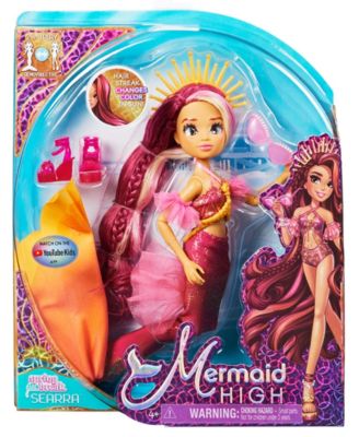 Mermaid High, Spring Break Searra Mermaid Doll and Accessories with Removable Tail and Color Change Hair Streak Set, 7 Piece Kids Toys for Girls Ages 4 and Up