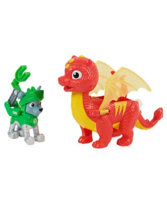 PAW Patrol, Rescue Knights Rocky and Dragon Flame Action Figures Set, Kids Toys for Ages 3 and up