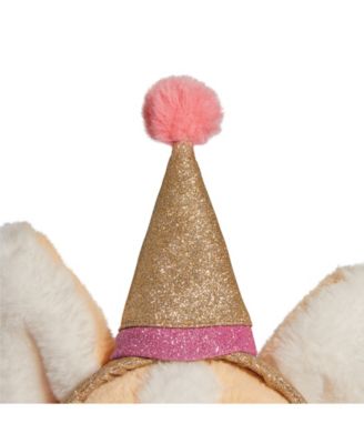 FAO Schwarz 11" Corgi Plush Cuddly Stuffed Animal with Party Hat image number null