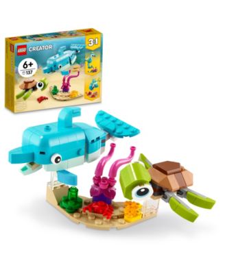 LEGO® Creator 3 in 1 Dolphin and Turtle Building Kit, Featuring Sea Animal Toys, 137 Pieces