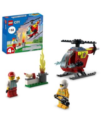 LEGO® City Fire Helicopter Building Kit, Firefighter and Hotdog Server Mini figures, 53 Pieces