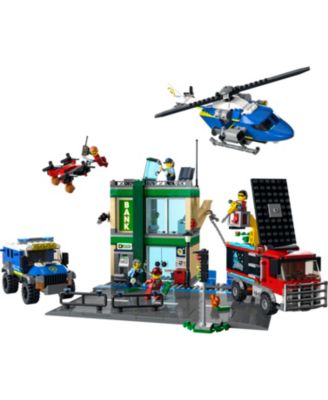 LEGO® City Police Chase at the Bank Building Kit, Multi-Model Police and Crook Toy Play Set, 915 Pieces image number null