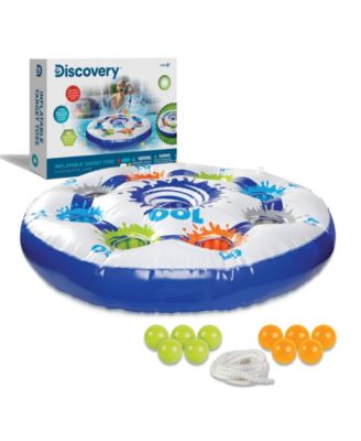 DISCOVERY KIDS Inflatable Target Toss Floating Pool Game with 10 Balls and Tether Rope, for Swimming Pools, Summer Parties, Lawn and Beach Games