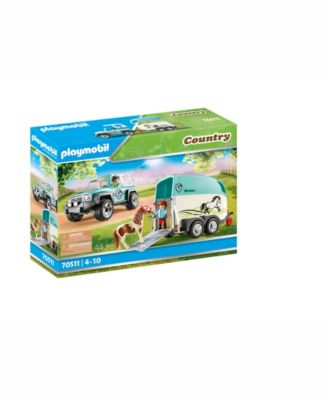 PLAYMOBIL Car with Pony Trailer image number null
