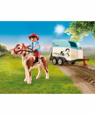 PLAYMOBIL Car with Pony Trailer image number null