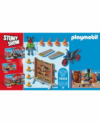 PLAYMOBIL Stunt Show Motocross with Fiery Wall image number null