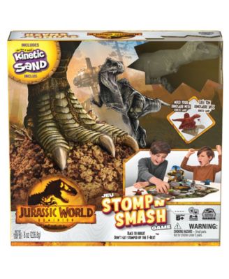 Jurassic World Dominion, Stomp N Smash Board Game Sensory Dinosaur Toy with Kinetic Sand Jurassic Park Movie Family Game, for Kids Ages 5 & up