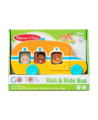 Melissa and Doug Go Tots Wooden Roll Ride Bus with 3 Disks, Set of 4 image number null