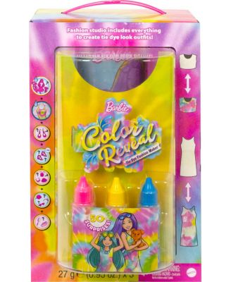 Barbie Color Reveal Gift Set, Tie-Dye Fashion Maker with 2 Dolls