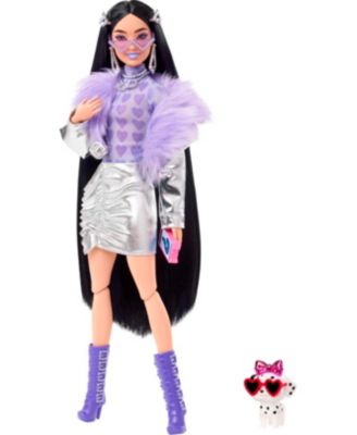 Barbie Extra Fashion Doll with Black Hair and Pet Dalmation Puppy