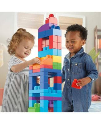 MEGA BLOKS 80-piece Big Building Bag Blocks for Toddlers 1-3, Blue image number null
