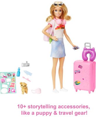 Barbie Doll and Accessories, Travel Set with Puppy image number null