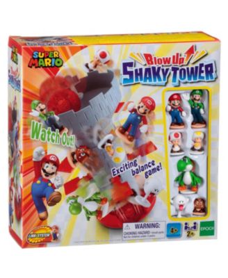 Epoch Games Super Mario Blow Up Shaky Tower Balancing Game, with Collectible Action Figures image number null