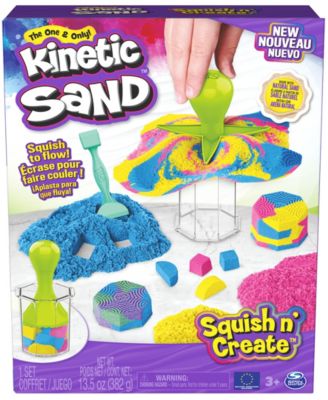 Kinetic Sand, Squish N Create with Blue, Yellow, and Pink Play Sand, 5 Tools image number null