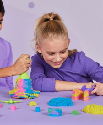 Kinetic Sand Squish N Create with Blue, Yellow, and Pink Play Sand image number null